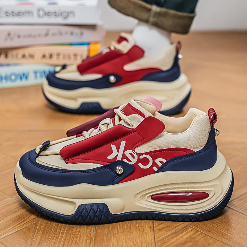 Shoes new spring and autumn new youth leather waterproof sports platform casual dad shoes