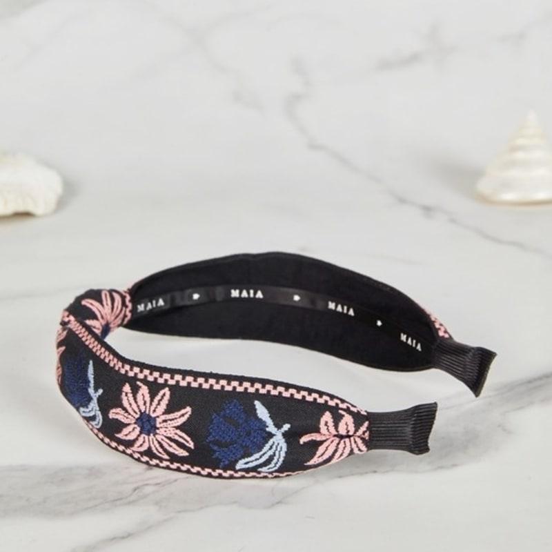 MAIA Flower Jacquard Hairband - Knot Pink