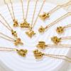 Fashion Creative Zodiac Pendant Necklace Gold Bubble Charm Versatile Collarbone Chain Jewelry