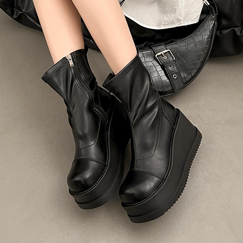 Wedges Women Ankle Boots High Heels Fashion Shoes Winter Dress New Chelsea Boots 2025 Casual Goth Motorcycle Botas Mujer Zapatos