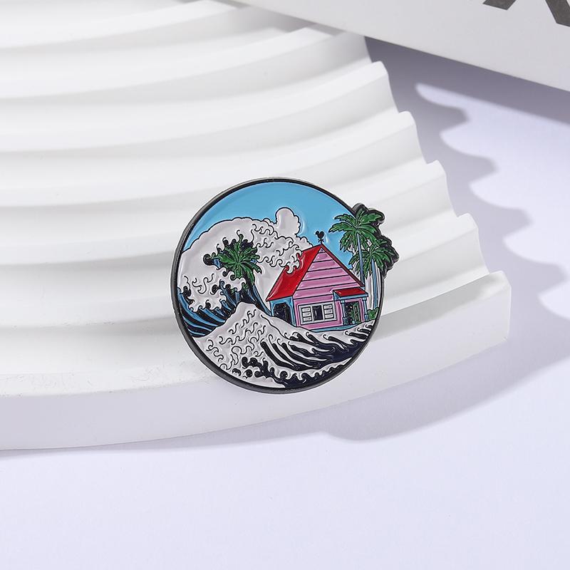 Classic Japanese Anime Enamel Pins Custom Wave House Brooches Lapel Badges Clothes Funny Jewelry Gift for Friends