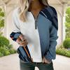 Women Plus Size V Neck Front Zip Geometric Printed Long Sleeve Ribbed Cuffs Sweatshirt