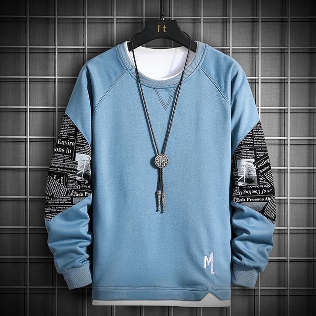 

Single Road Crewneck Толстовка Мужская Весна Harajuku Oversize Японская уличная одежда Черная толстовка с капюшоном Мужские толстовки с капюшоном Мужские M синий