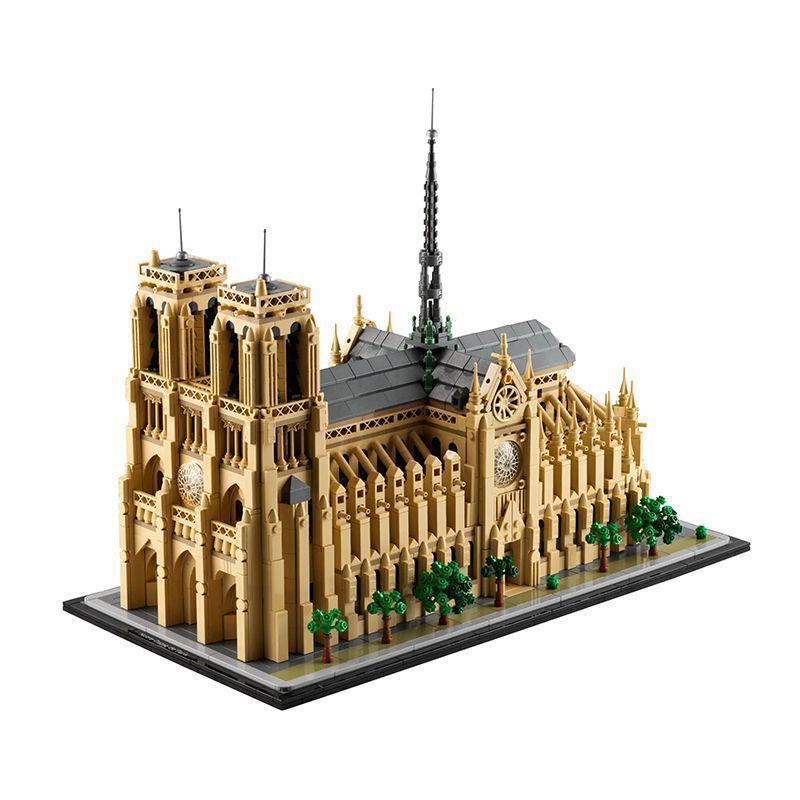 Creative MOC Street Scene Building Notre-Dame Cathedral j2880 Decorative Piece, Small-Brick Assembly Building Block Toy