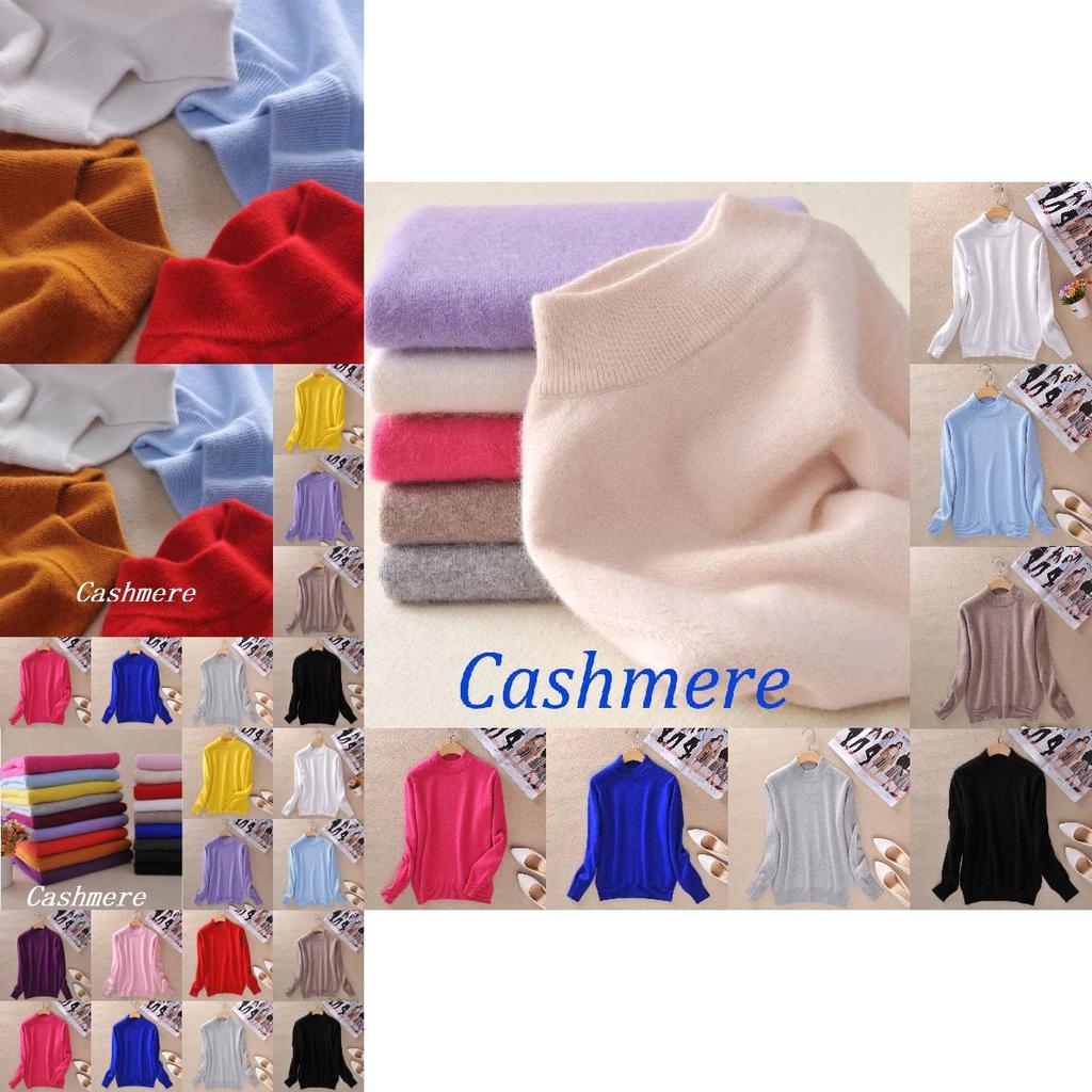 Women's Slim Cozy Knitted Half-turtleneck Cashmere Wool Jumper For Winter Warmth
