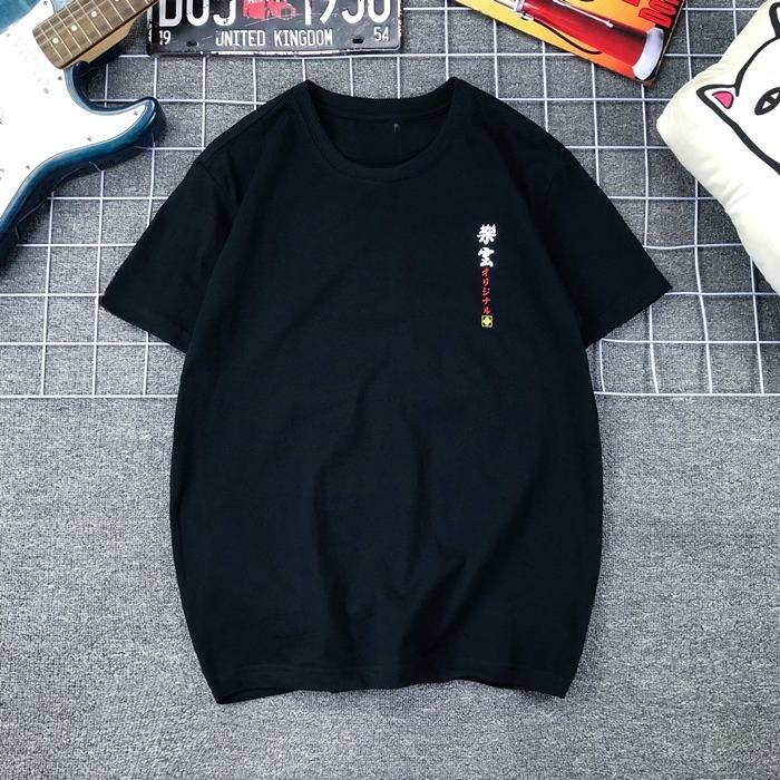 Japanskt Trendigt Märke Körsbärsblomma Lyckokatt Retro Tecknat Tryck Paroutfit Ren Bomull Kortärmad T-shirt för Män Kvinnor
