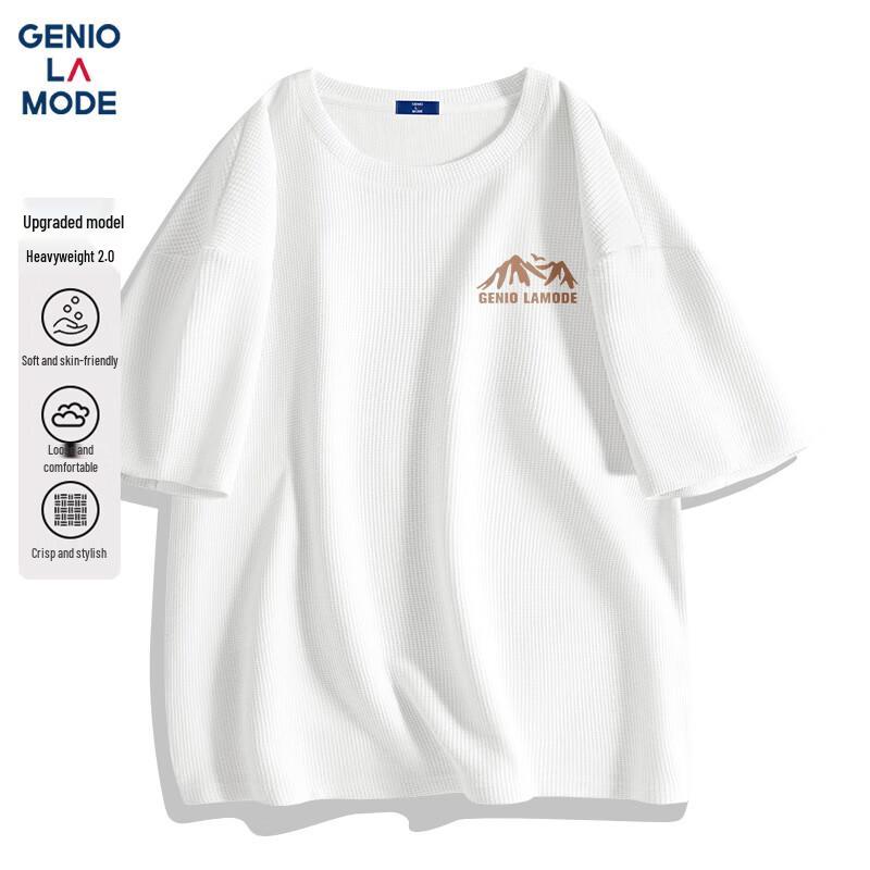 GENIOLAMODE Men s Waffle Knit Printed Short Sleeve T-Shirt 2XL