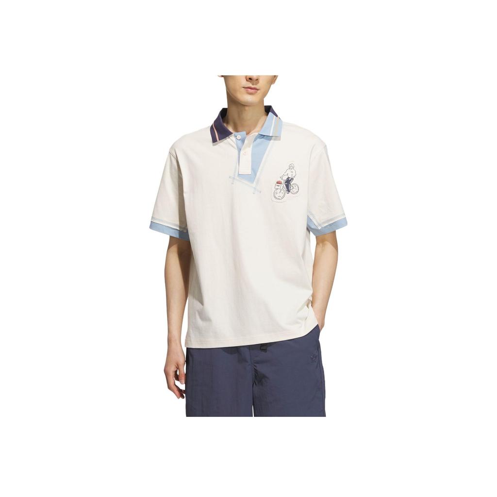 Adidas Originals Trefoil X Zhang Changxiong SS23 Embroidered Short-Sleeve Polo Unisex Tops Wonder-White IS0636