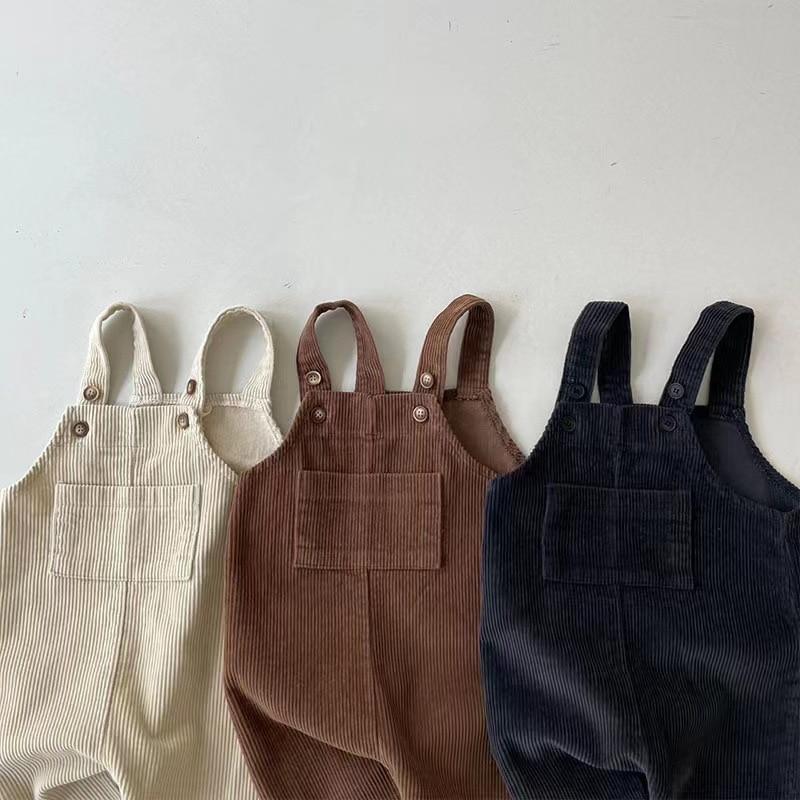 Autunno Inverno Bambino Neonati maschi Solido Velluto a coste Bretelle Pagliaccetto Bambini Tutina Vestiti della tuta