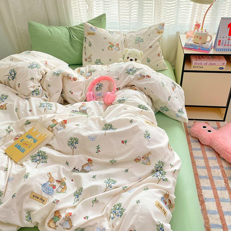 Cartoon Panda Duvet Cover Set Cute Animal Queen Reversible Comforter Cover Set Childrents Teenagers Room Single Bedding 3 Pieces
