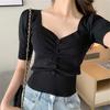 Summer New Model Leaking Clavicle Sexy Low-cut V-neck Cool Silk Inner Layering Base Sweater Top T-shirt for Women