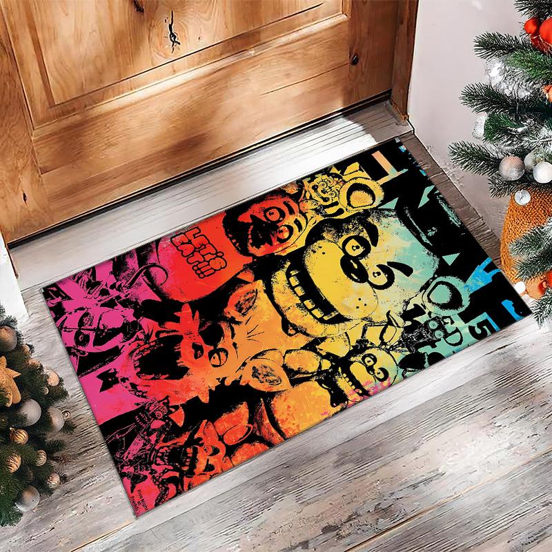 Five Nights at Freddy Printed Crystal Velvet Area Rug, Soft Anti-Slip Water Absorbent Floor Mat for Living Room Bedroom