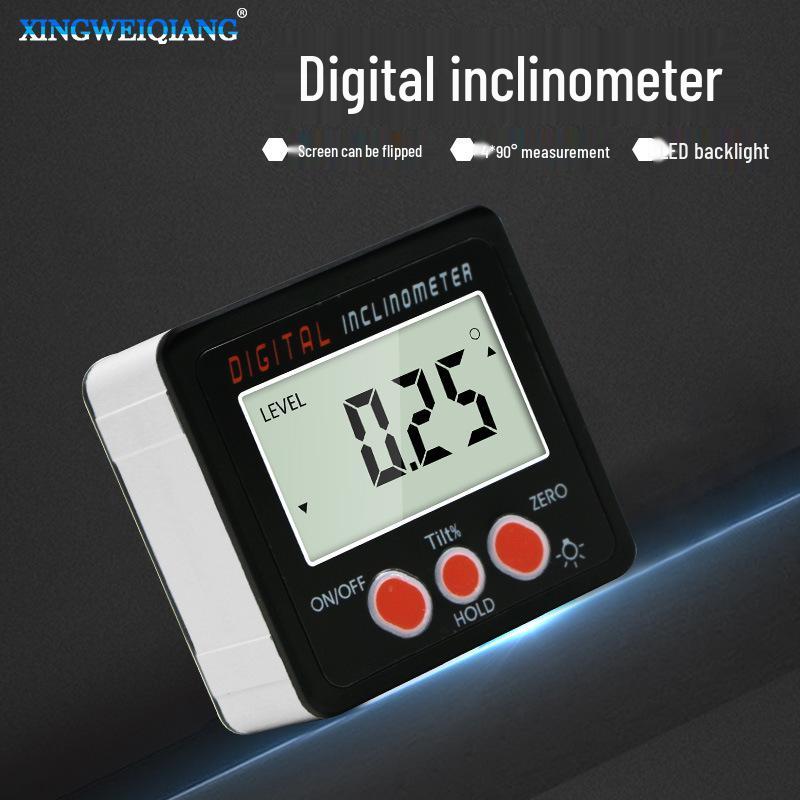 IP54 Precision Digital Inclinometer Protractor 4x90° Angle Slope Meter Level