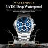 POEDAGAR Business Man Wristwatch Date Chronograph Waterproof Luminous Luxury Watch Stainless Steel Quartz Watches Male
