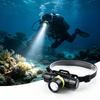 Underwater Diving Headlamp with Adjustable Head Mount, Aluminum Beam Light for Snorkeling, Night Fishing and Camping