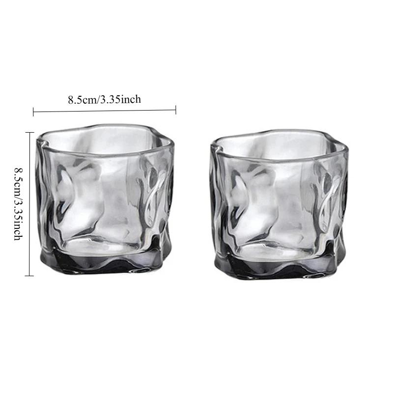 2pcs Whiskey Glass Party Cocktail Glass Juice Iced Coffee Mugs Simple Irregular Twist Glass Cup Drinking Glasses Cocktail Glass 2pcs