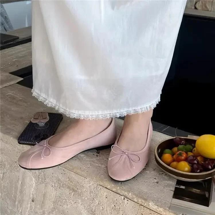

Fashion French Butterfly Knot Flat Shoes Soft Bottom Ballet Style Women s Casual Spring Summer New Korean Version Commuting Slip-On Shoe 35 розовый