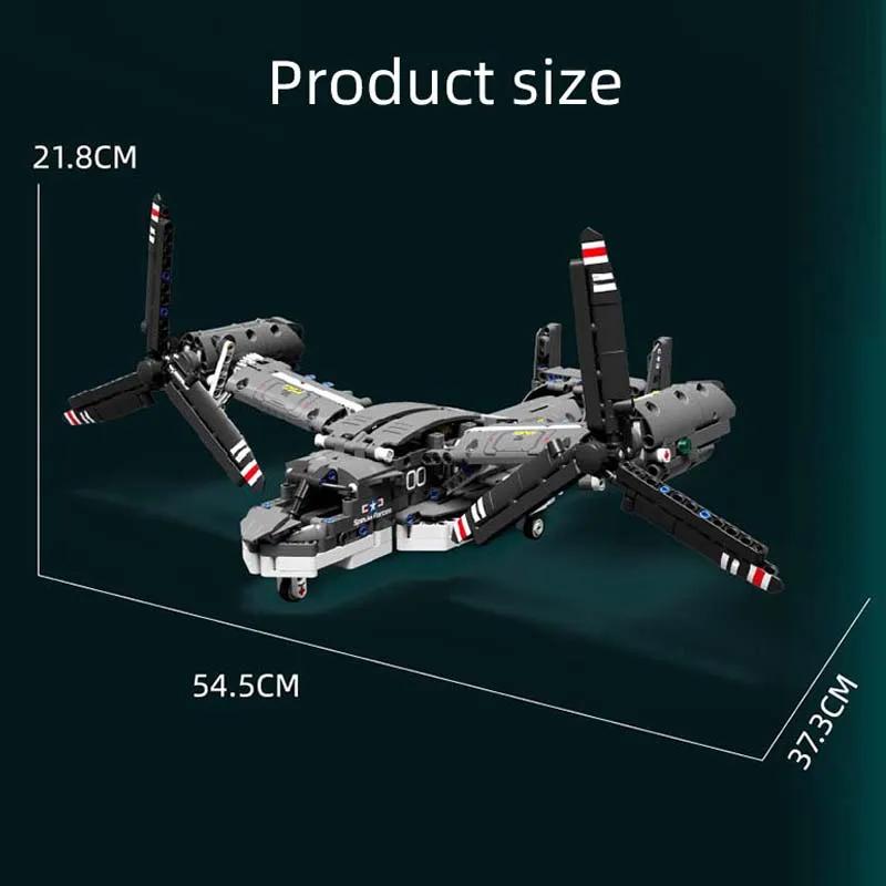1133Pcs MOC City WW2 Military Electric Osprey Fighter Building Blocks Aircraft Helicopter Airplane Bricks Toys for Children Gift