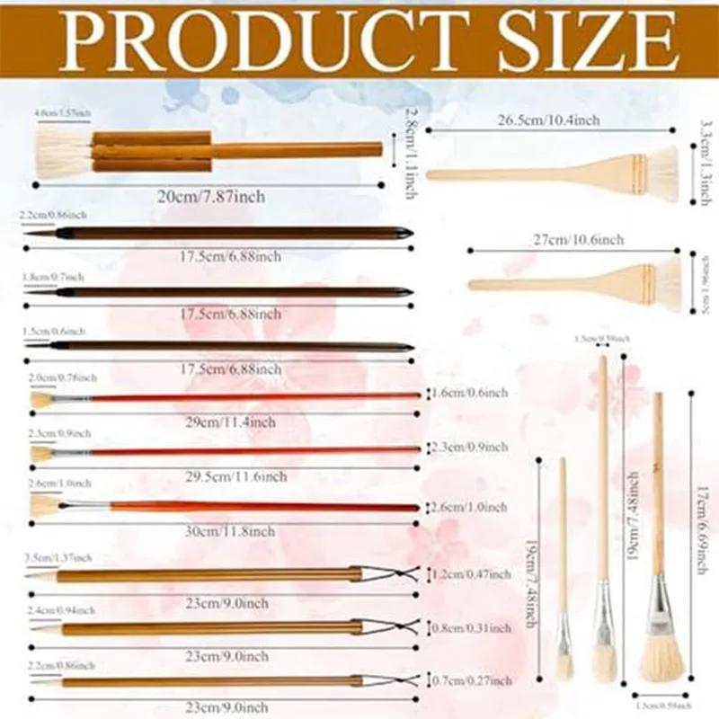 7/12/15pcs Pottery Art Wool Brush Set for Ceramic Glaze/Painting Coloring Watercolor Paint Craft DIY Painting Pen Art Supplies