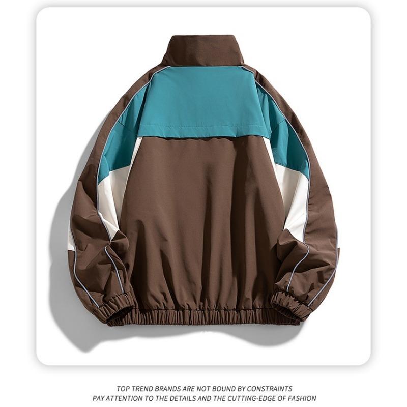 Herren S Vintage Farbblock Stehkragen Locker Lässig Sportjacke