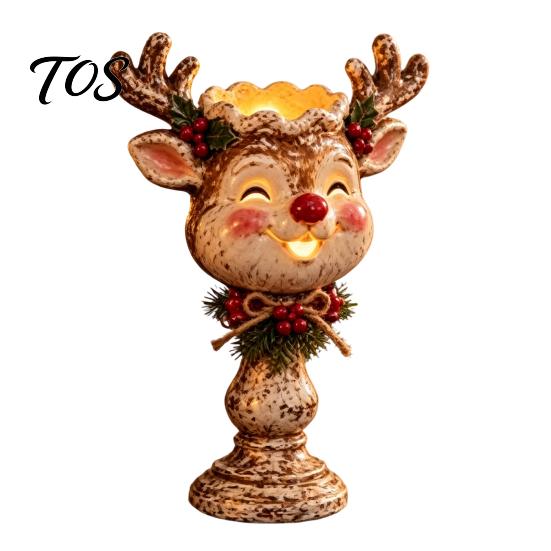 Christmas Eve Dinner Decorations Tealight Candle Holder for Home Decor, Santa/Tree/Snowman/Deer/Nutcracker Winter Party Table Supplies Candlestick