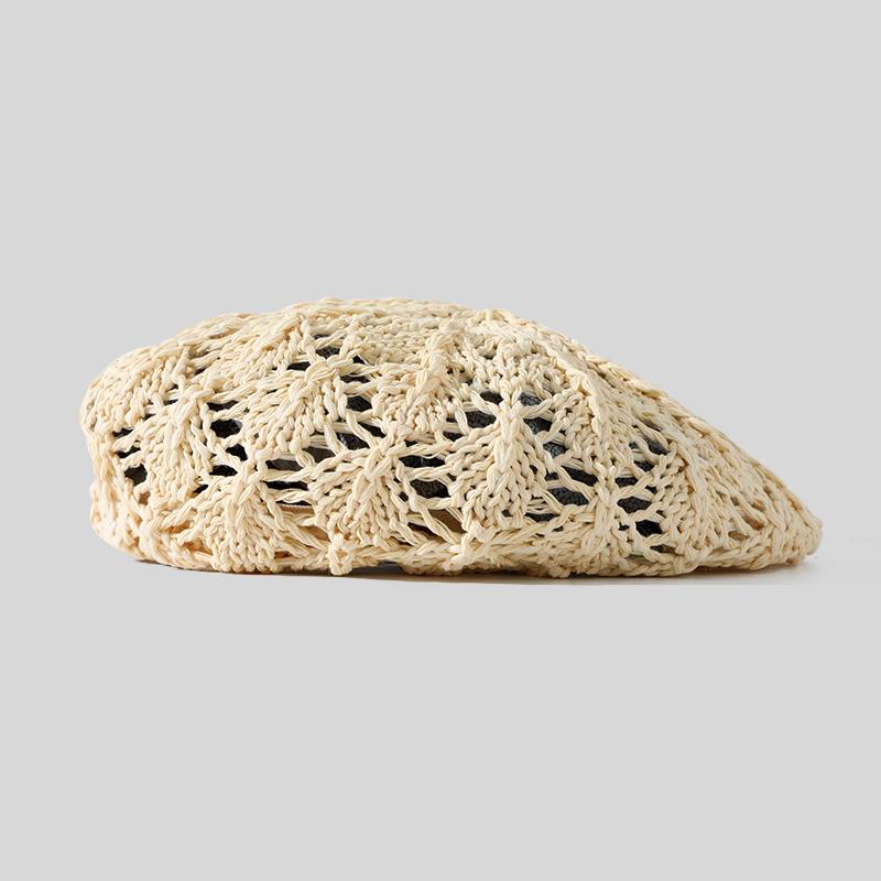 Fashion Lady Countryside Spring Autumn Travel Daily Life Hooked Flowers Hollowed Painter Beret Hat