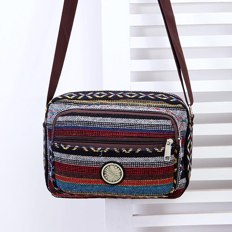 Borsa A Tracolla Donna In Nylon Lavato - Multi Tasca Messenger Crossbody Con Tracolla Regolabile - Stile Nazionale