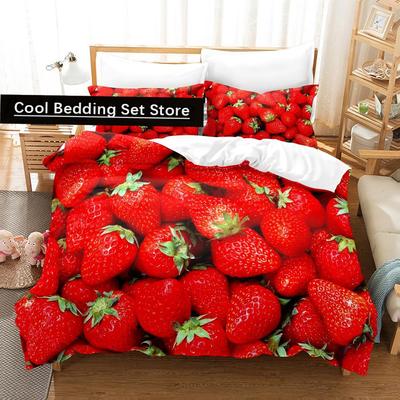 2014 Cartoon Erdbeere Gemüse und Obst Bettwäsche Set Einzel Twin Voll Königin King Size Bett Set Teenager Schlafzimmer Bettbezug S