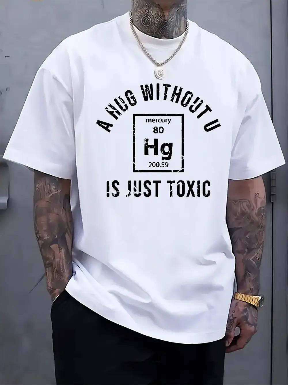 Chemical Element  Hg  Graphic T-shirt for Men - Casual Crew Neck S