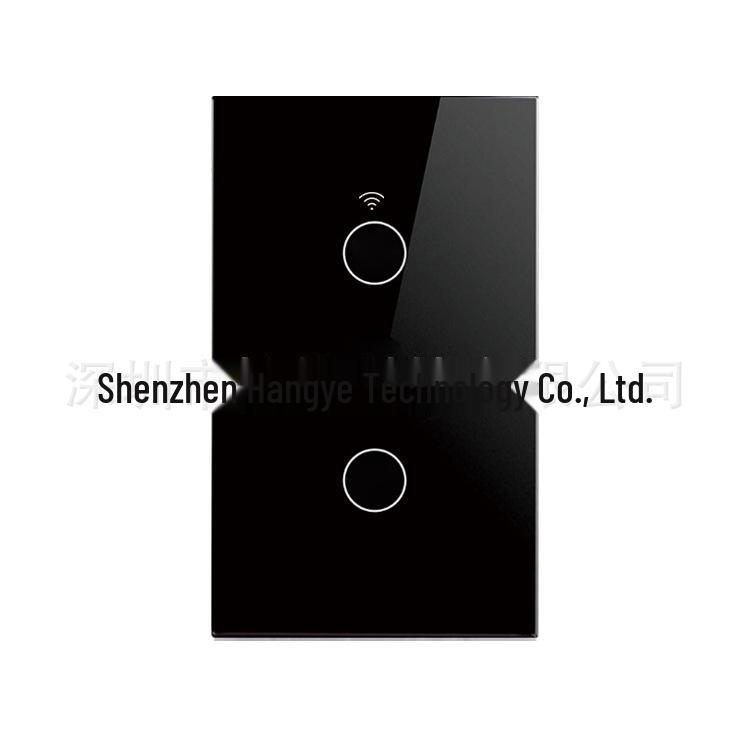 

Сенсорный выключатель Tuya Smart WiFi американского стандарта, одинарный провод под напряжением, закаленное стекло, RF433. double opening чёрный