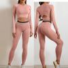 Women’s Seamless High Waist Leggings and Long Sleeve Crop Top Set Stretchy Workout Yoga Athletic Outfit