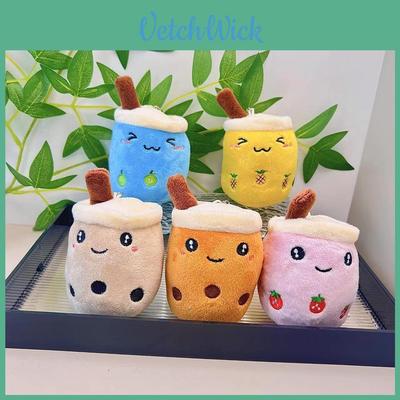 Cute Fruit Bubble Tea Cup Plush Keychain Adorable Cartoon Plush Toy For Kids