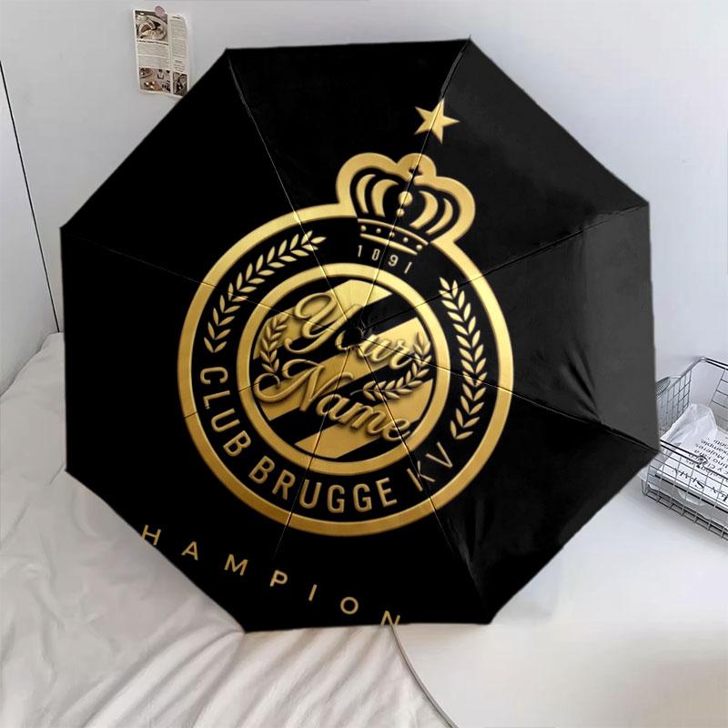 1 PC Automatic Folding Umbrella - Club Brugge KV Custom Name Pattern, Portable & Foldable Design with 8 Ribs, Christmas Birthday Gifts