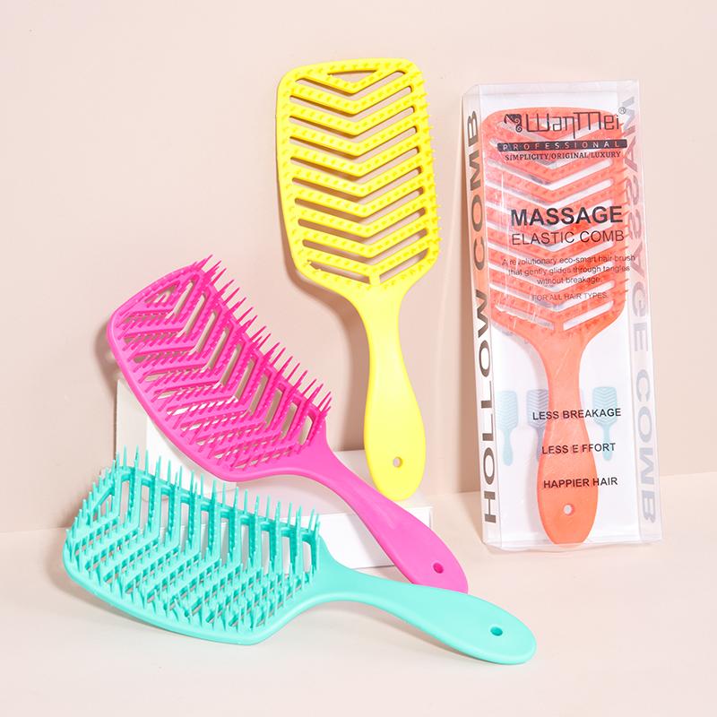 1pcs Detangling Hair Brush Soft Scalp Massage Comb V-shaped Hollow Waterproof Brush High Quality Hair Styling Tools