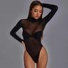 New Women'S One-Pieces Silk Bodysuits Thin Shirts Tops Plus Size See Through Sexy Black Lingerie For Woman Xxl Spring Summer