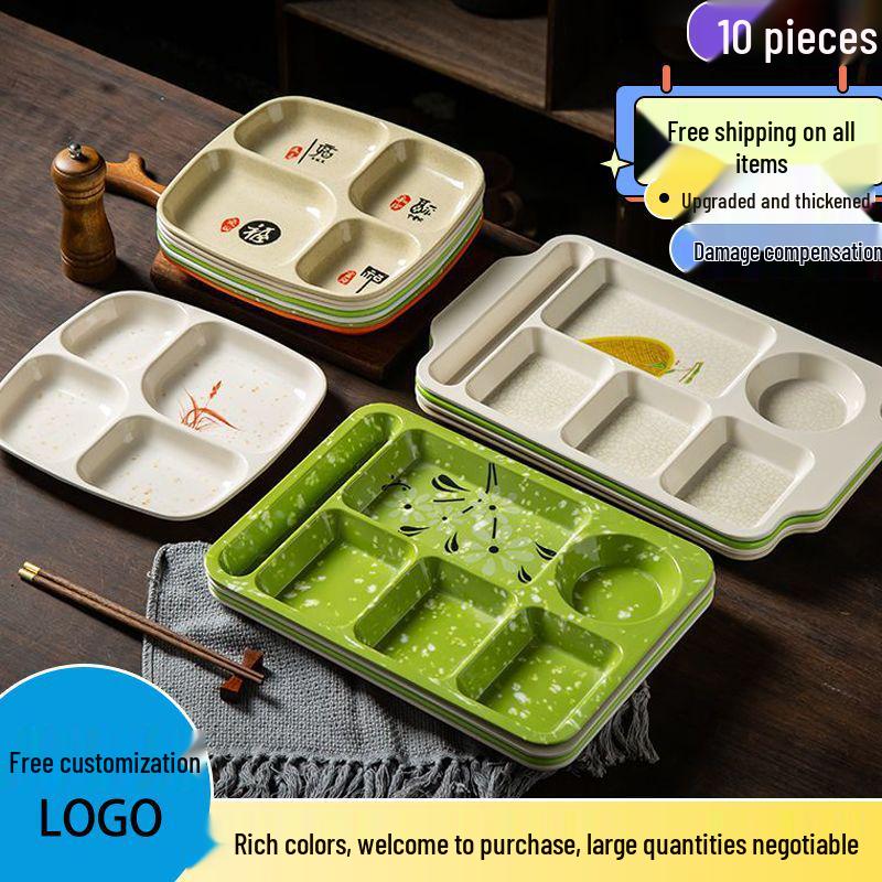 Drop-Proof Melamine Six-Grid Food-Grade Dining Plate