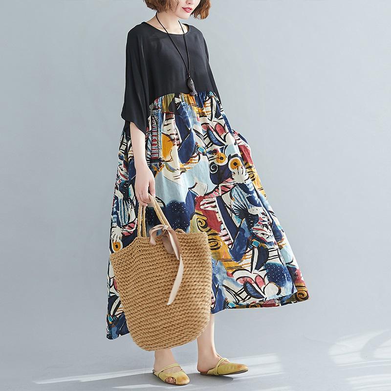 Cotton Plus Size Women Casual Loose Long Summer Dress
