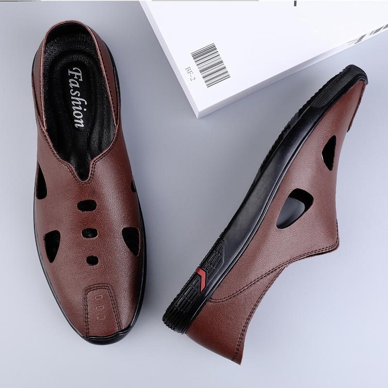 

Модные новые универсальные мужские мягкие сандалии, удобные мужские летние кожаные мужские тапочки, мужские римские летние пляжные сандалии с открытым носком 45 шоколадный