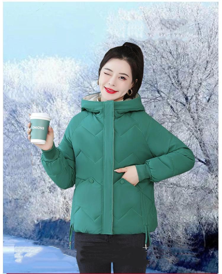 Women’s Short Hooded Windproof Thicken Warm Winter Jacket With Big Pocekt