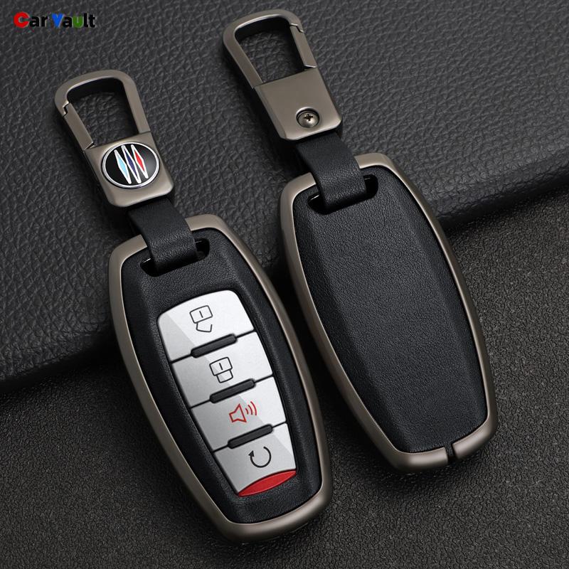 Zinc Alloy+Leather Auto Smart Key Fob Cover Case Protective Housing Remote Fit For Great Wall Poer GWM Vanguard Auto Key Fob Decoration Housing