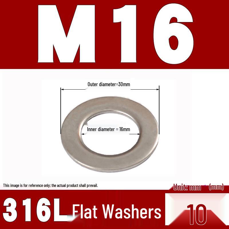 316 Stainless Steel Flat Washer/Gasket for M4-M30 Sizes
