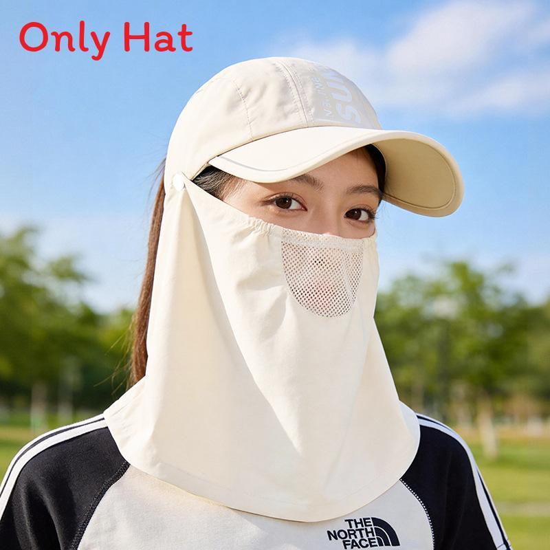 Polyester Baseball Cap With Removable Face Mask For Outdoor Sun Protection And Sports Activities