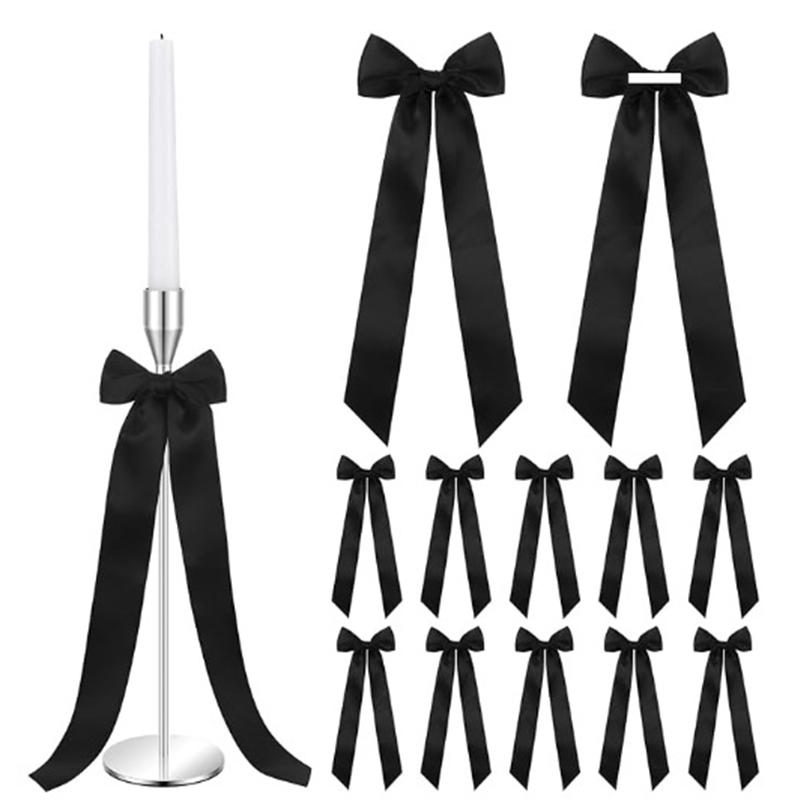 

12 шт./пакет Украшения для стола Упаковка для подарков Подсвечник Банты Декор Рождество Доступно несколько вариантов 12PC чёрный