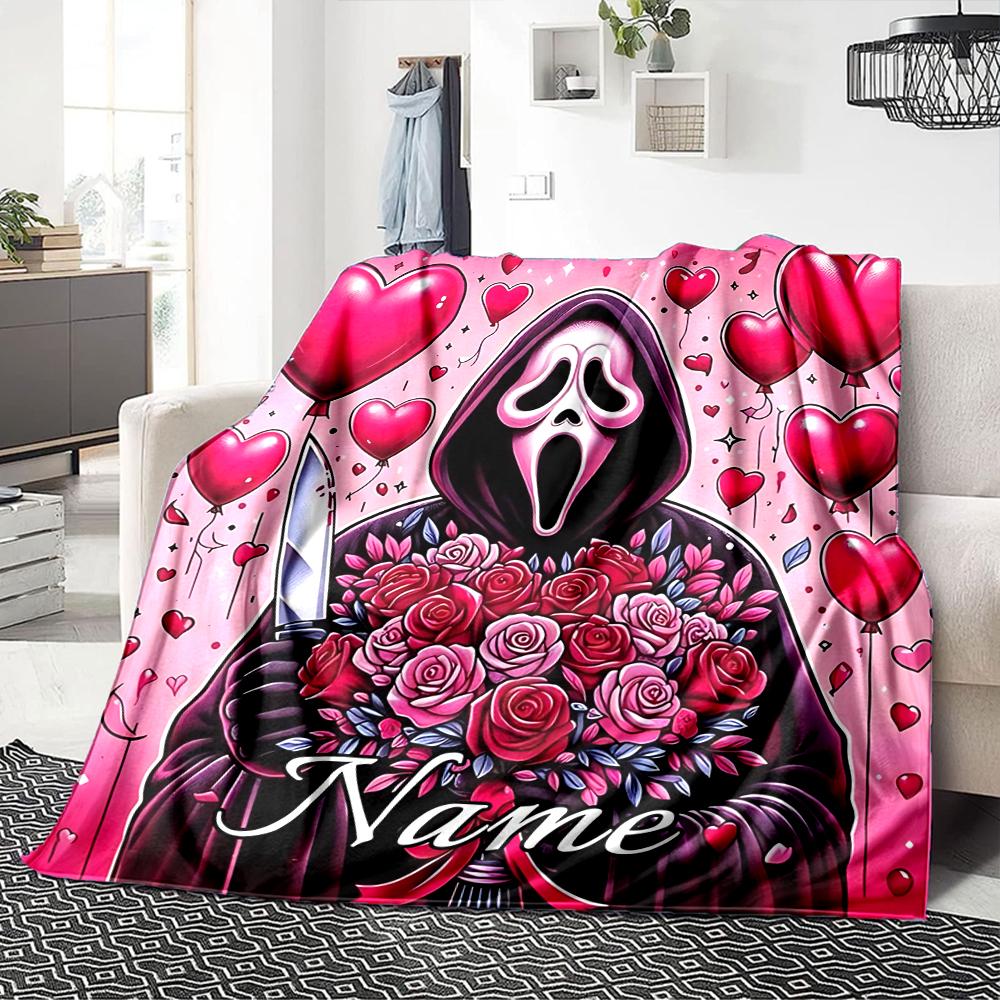 Custom Name Horror Movie Mashup blanket for Couch & Bed, Plush Cozy Fuzzy Blanket Super Soft & Warm Blankets for Fall and Winter. 0908133