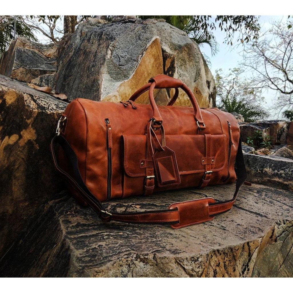 Leder-Reisetasche, handgemachter Leder-Weekender, Turnbeutel, Urlaubs-Reisetasche, Reisetasche, Übernachtungstasche, Leder-Reisetasche