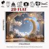 2D Dreamy Moon Star Cloud Backdrop Baby Shower Photography Background