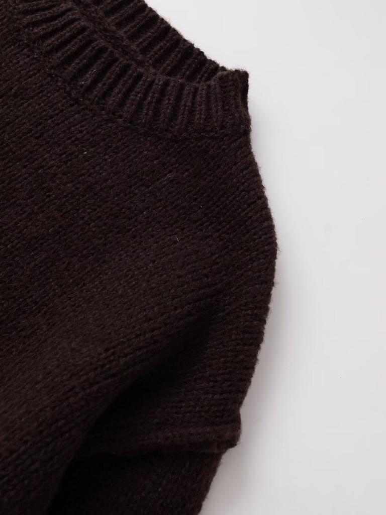 European and American style, new women's clothing, foreign style, fashionable sewing decorative knitted sweater 6771135