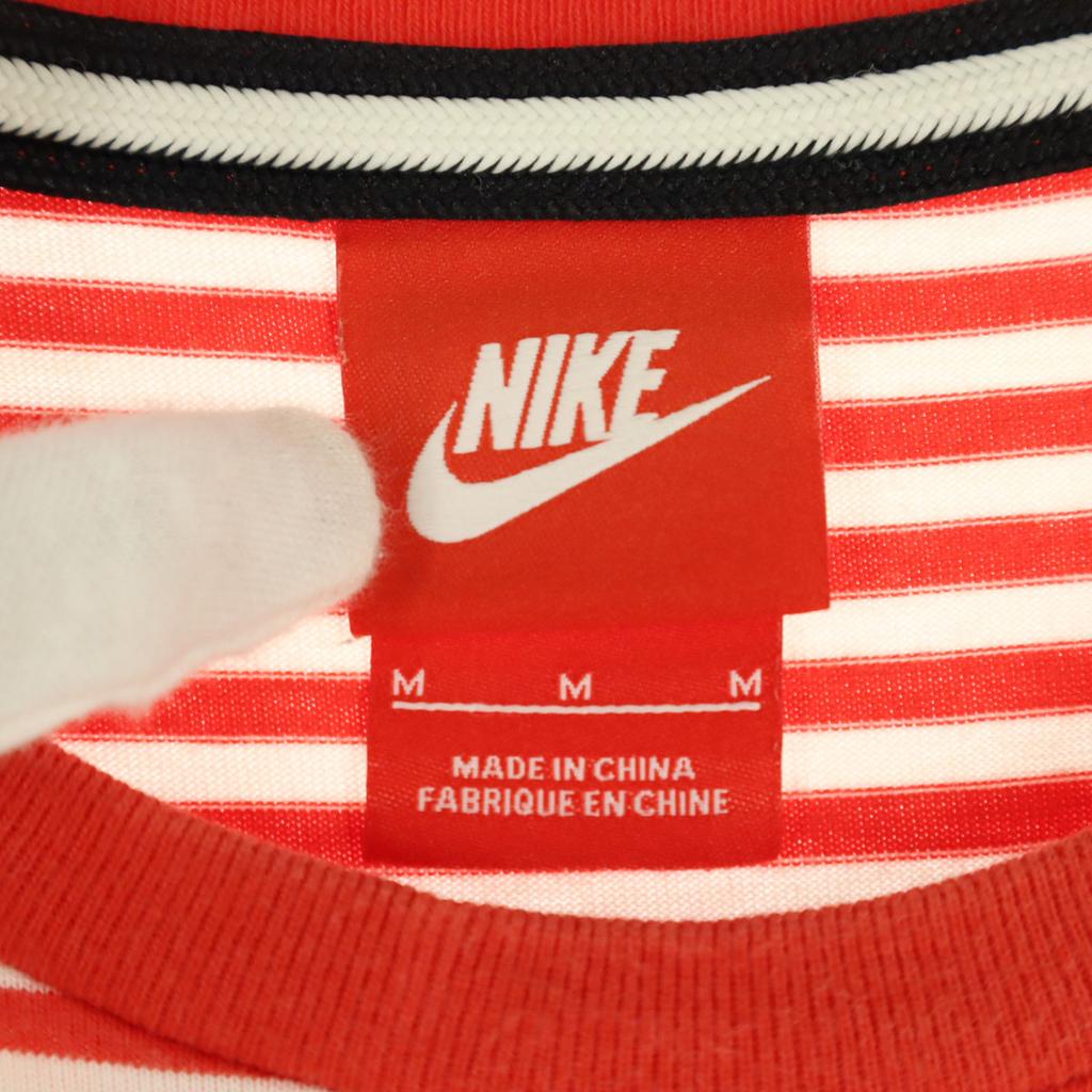 NIKE Border Pattern Short sleeve Crew neck T-shirt M Red Men's Used