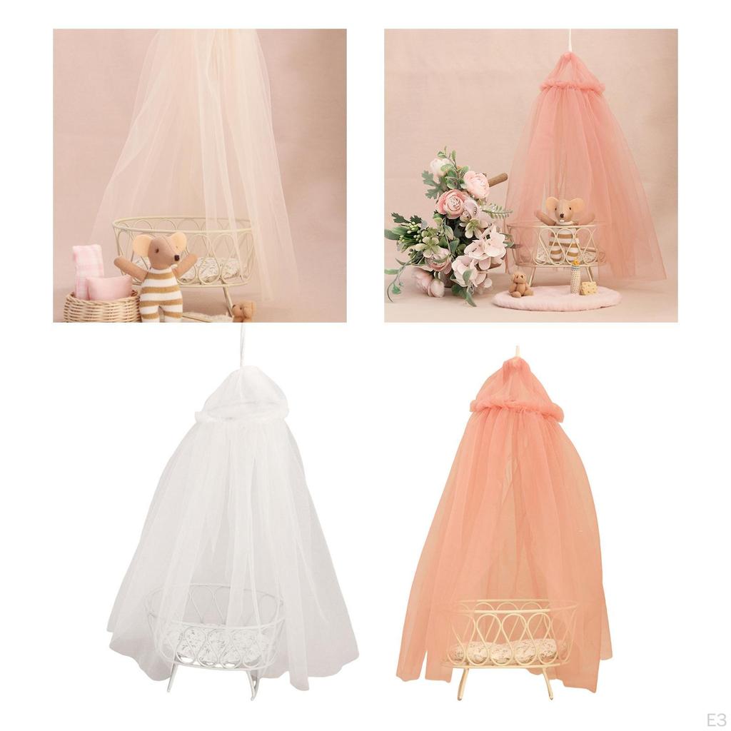 1/12 Cradle and Canopy Set Crib Bed DIY Accs Miniature Doll House Furniture for Handcraft