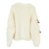Koreanische Handgestrickte Blumenstrickjacke - Herbst/Winter Damen Langarm Rundhals Pullover Mantel